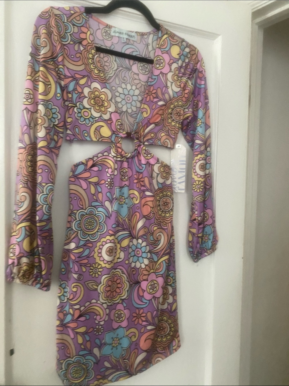 Almost Famous Purple Floral Mini Dress with Multi-Color Print